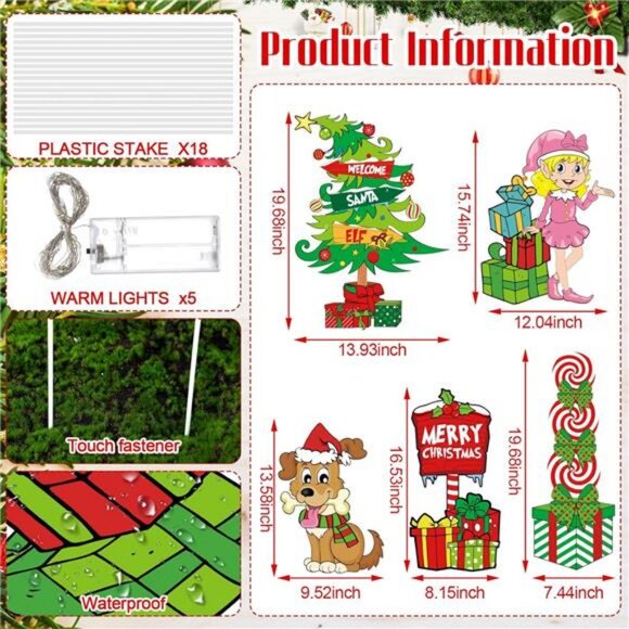 5 Pcs Christmas Decorations Outdoor Lighted up Christmas Yard Signs with Stakes - Picture 3 of 7